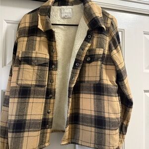 Lucky Brand Tan and Black Plaid Jacket